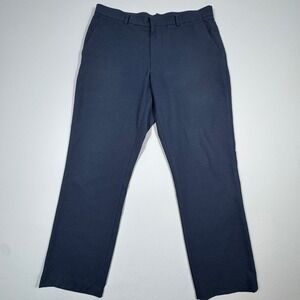 Perry Ellis Mens Slim Fit Dress Pants Navy Blue 32x32 Flat Front